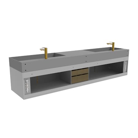 Castello Usa Amazon 84-inch Gray Vanity Set with Gray Top and Gold Handles CB-MC-84G-GLD-2056-GR